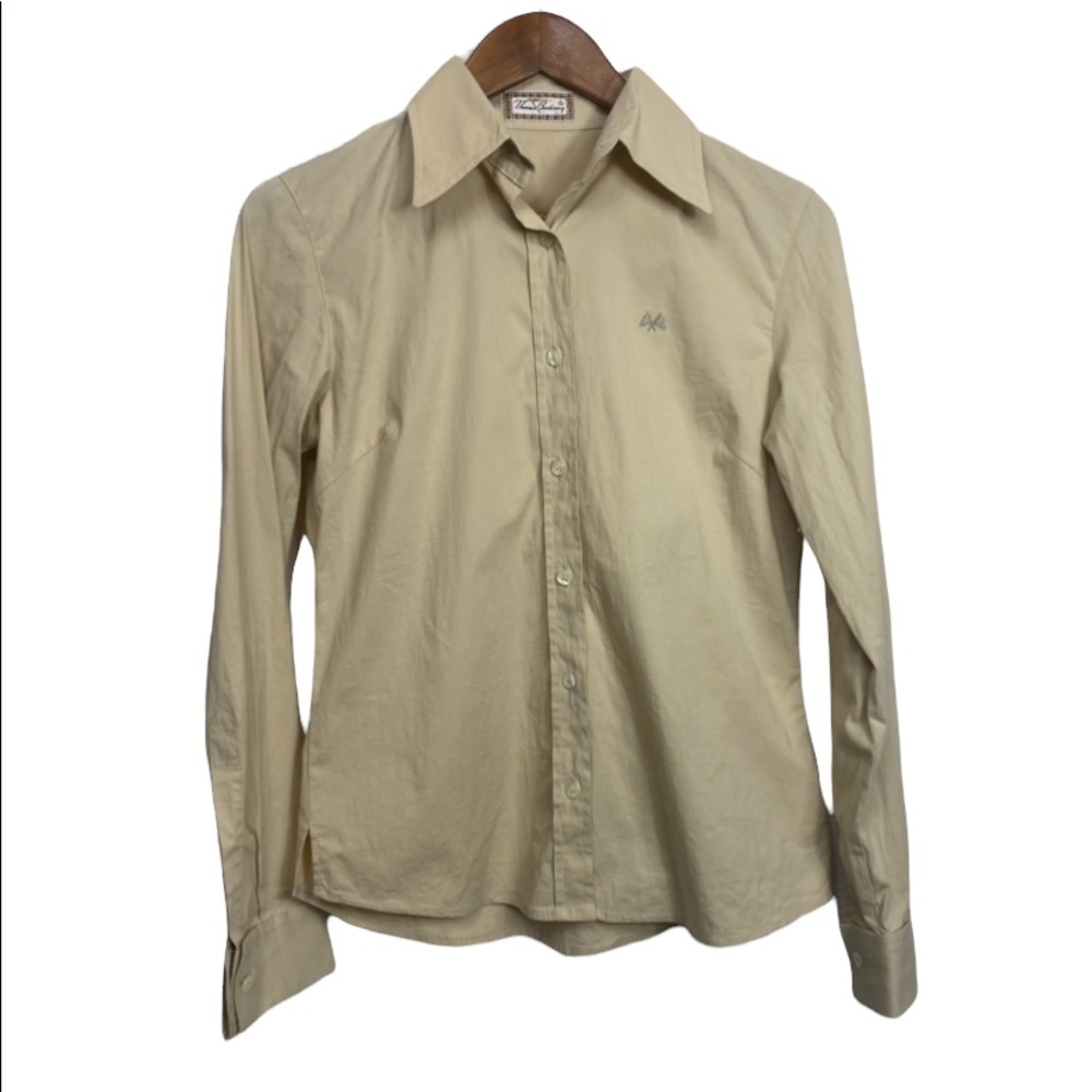 Thomas Burberry Tan collared button down shirt small 40